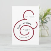 Modern Bold Red Script Big Ampersand Weddenschap Save The Date (Staand voorkant)
