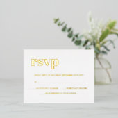 Modern Bold Retro Lettering White REAL Gold RSVP Folie Uitnodiging Briefkaart (Staand Voorkant)