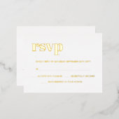 Modern Bold Retro Lettering White REAL Gold RSVP Folie Uitnodiging Briefkaart (Voorkant / Achterkant)