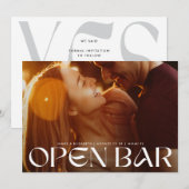 Modern Bold Retro Open Bar FullBleed Photo Wedding Save The Date (Voorkant / Achterkant)