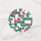 Modern Bold Rood en Groen Kerstmis Mondriaan Confetti (Kleine voorkant)