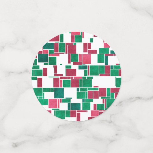 Modern Bold Rood en Groen Kerstmis Mondriaan Confetti (Kleine voorkant)