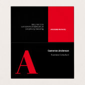 Modern Bold Rood Zwart Wit Professioneel Visitekaartjes (Buitenkant ongevouwen)