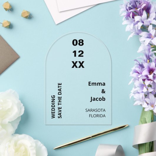 Modern Bold Save the Date Acryluitnodiging Acryl Uitnodigingen (Insitu (Huwelijk))