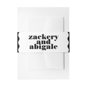 Modern Bold Scalloped Border Wit Zwart Bruiloft Uitnodigingen Wikkel