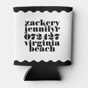 Modern Bold Scalloped Border Zwart Wit Blikjeskoeler