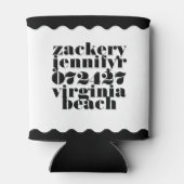 Modern Bold Scalloped Border Zwart Wit Blikjeskoeler (Achterkant)