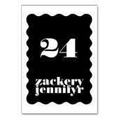 Modern Bold Scalloped Border Zwart Wit Bruiloft Kaart (Achterkant)