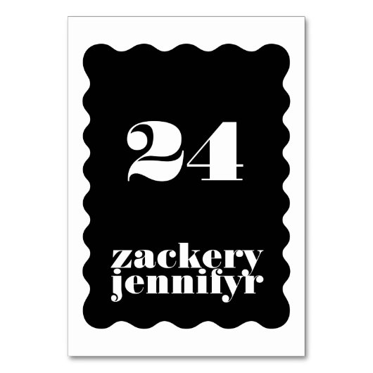 Modern Bold Scalloped Border Zwart Wit Bruiloft Kaart (Achterkant)