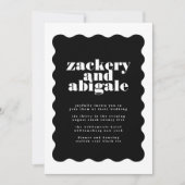 Modern Bold Scalloped Border Zwart Wit Bruiloft Kaart (Voorkant)