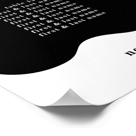 Modern Bold Scalloped Border Zwart Wit Bruiloft Poster (Hoek)