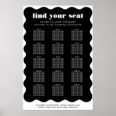 Modern Bold Scalloped Border Zwart Wit Bruiloft Poster (Voorkant)