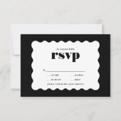 Modern Bold Scalloped Border Zwart Wit Bruiloft RSVP Kaartje (Voorkant)
