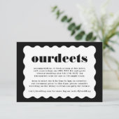 Modern Bold Scalloped Border Zwart Wit Details Informatiekaartje (Staand voorkant)