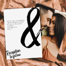 Modern Bold Script Black White "&" Photo Weddensch