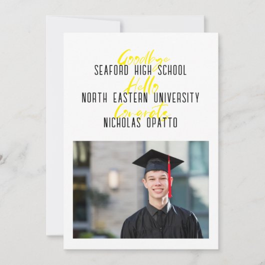 Modern Bold Script Boy High School Afstuderen Aankondiging (Voorkant)