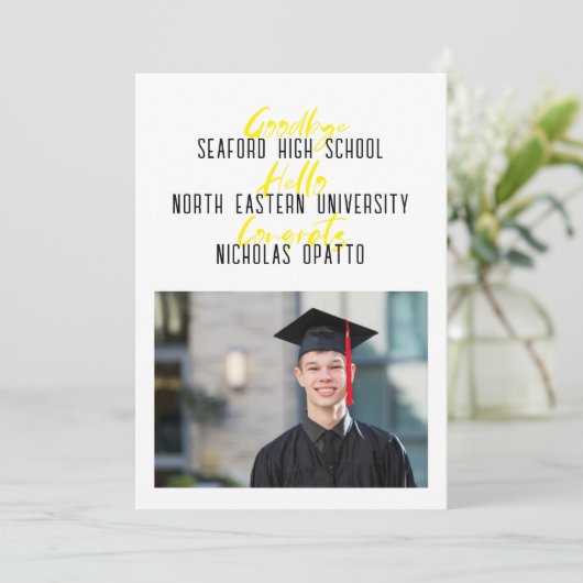 Modern Bold Script Boy High School Afstuderen Aankondiging (Staand voorkant)