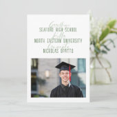 Modern Bold Script Boy High School Afstuderen Aankondiging (Staand voorkant)