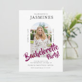 modern bold script photo bachelorette Invitation Kaart (Staand voorkant)