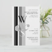 Modern Bold Stripe Monogram Ampersand Wedding Kaart (Staand voorkant)