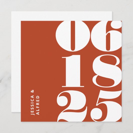 Modern Bold Terracotta Big Date Wedding Save The Date (Voorkant / Achterkant)