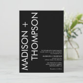 Modern Bold Typography Black and White Wedding Kaart (Staand voorkant)