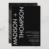 Modern Bold Typography Black and White Wedding Kaart (Voorkant / Achterkant)