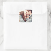 Modern Bold Typography Custom Photo Wedding Vierkante Sticker (Tas)