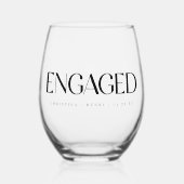 Modern Bold Typography Engagement Custom Names Wijnglas Zonder Voet (Voorkant)