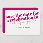Modern Bold Typography Pink Fuchsia Wedding Save The Date (Voorkant / Achterkant)