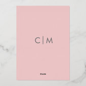 Modern Bold Typography Roos Gold & Grey Folie Uitnodiging (Achterkant)