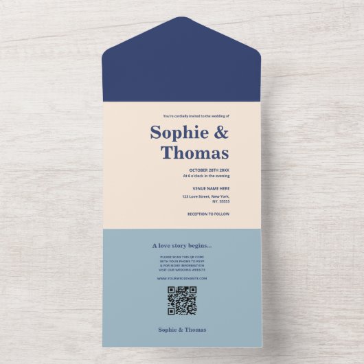 Modern Bold Typography Wedding All In One Uitnodiging (Binnen)