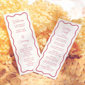 Modern Bold Wavy Frame Retro Red Wedding Programma
