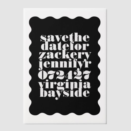 Modern Bold Wavy Lijst Bewaar de datum Vellum Uitnodigingen (Voorkant)