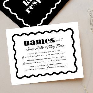 Modern Bold Wavy Lijst multi-event bruiloft RSVP Kaartje