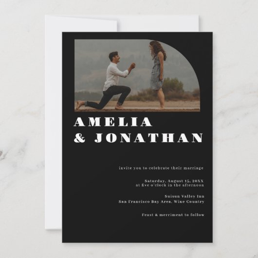 Modern Bold Wedding | Boho Arch Photo Invitation Kaart (Voorkant)
