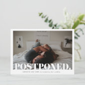 Modern Bold Wedding Postponement verander de datum Save The Date (Staand voorkant)