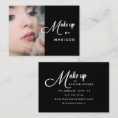 Modern Bold White Script Photo Makeup Visitekaartje (Voorkant / Achterkant)