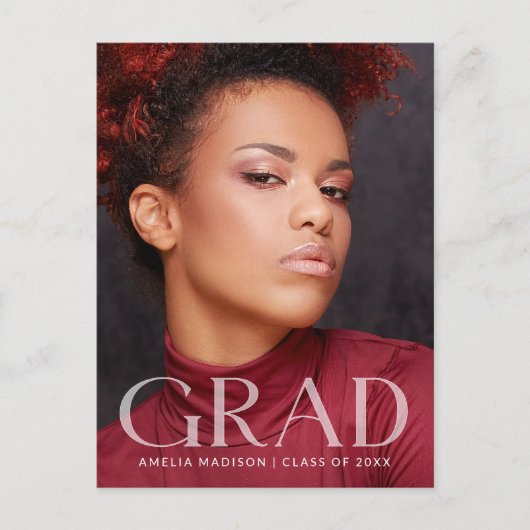 Modern Bold White Transparant Text Afstudeerder Fo Briefkaart (Voorkant)