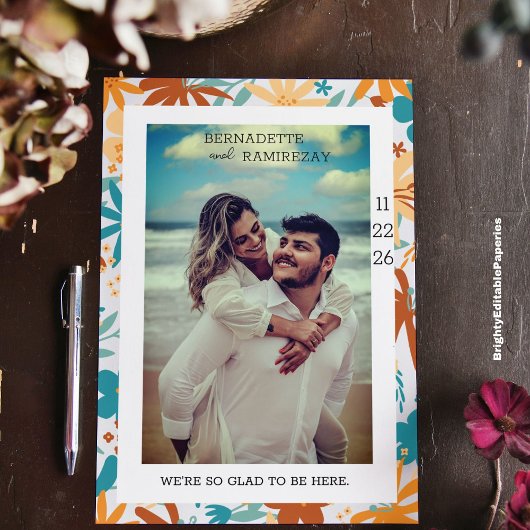 Modern Bold Wildflower minimalistisch script bruil RSVP Kaartje