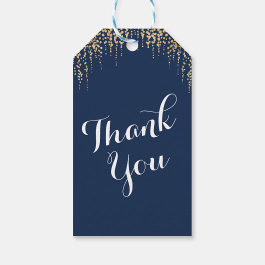 Modern Bold Willow Tree Navy Blauw Goud Bruiloft Cadeaulabel (Achterkant)