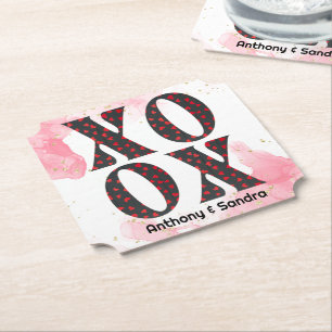 Modern Bold XOXO Happy Valentines Day Kartonnen Onderzetters