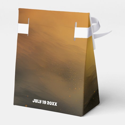 Modern Bold Zwart Gouden Boog Huwelijk Bedankdoosjes (Achterkant)