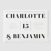 Modern Bold Zwart Horizontale Huwelijk Vellum Uitnodigingen (Voorkant)