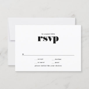 Modern Bold Zwart Wit Bruiloft RSVP Kaartje