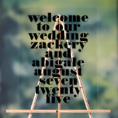 Modern Bold Zwart Wit Bruiloft Welkom Bruiloft Acryl Bord (Neutraal)