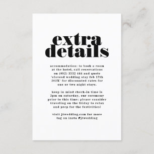 Modern Bold Zwart Wit Extra Info Details Informatiekaartje