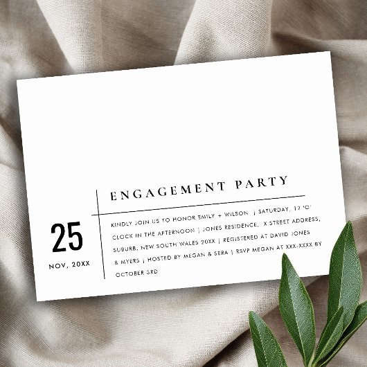 Modern Bold Zwart & Wit Typografie Verloving Kaart
