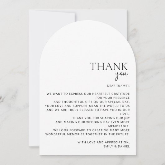 Modern, boog, wit en zwart, dank u kaart (Voorkant)