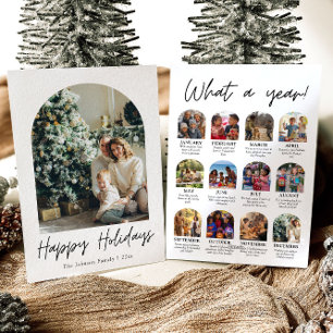 Modern boogjaar in Review Familiefoto Kerst Feestdagenkaart